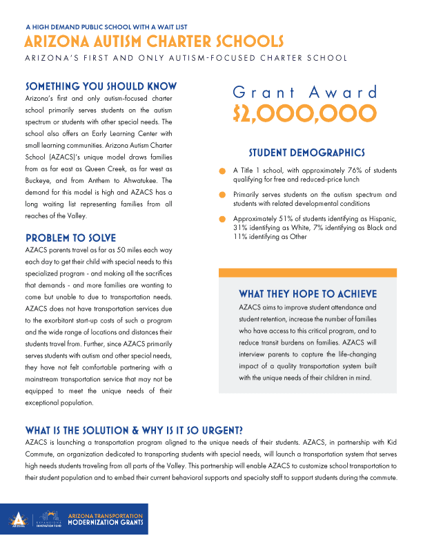 Arizona Transportation Modernization Grants - Awardee Snapshot - A 